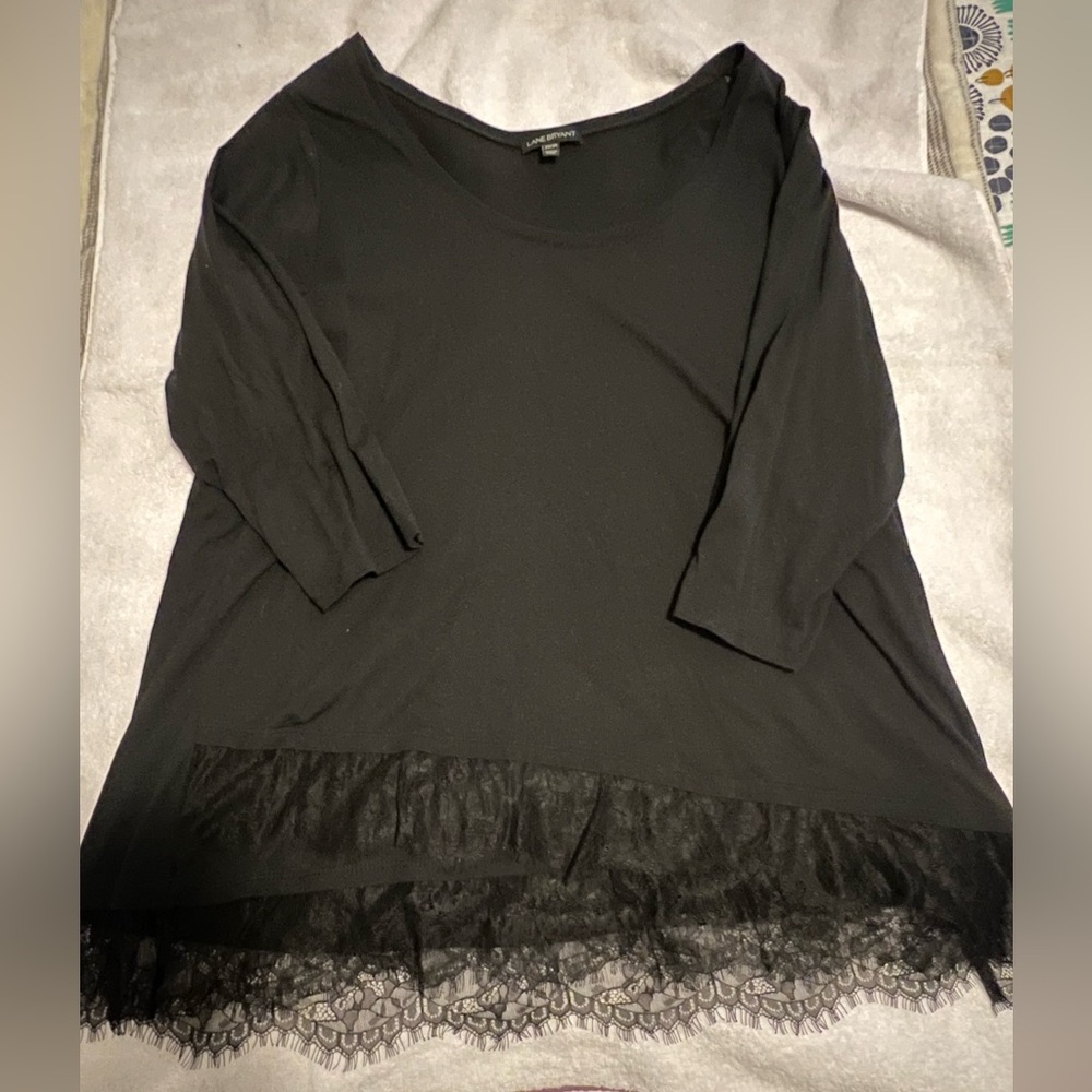 Lane Bryant Black Top with Lace Detail